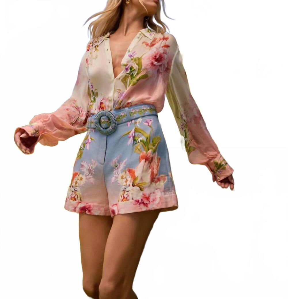NEW HEMANT & NANDITA kavi buckle shorts in pastel floral - Picture 4 of 4